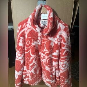 American Eagle Outfitters Pink and White Fleece Jacket